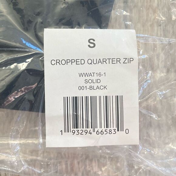 WeWoreWhat​ Cropped Quarter Zip Pullover Solid Black Sporty Size Small NWT - Picture 6 of 7